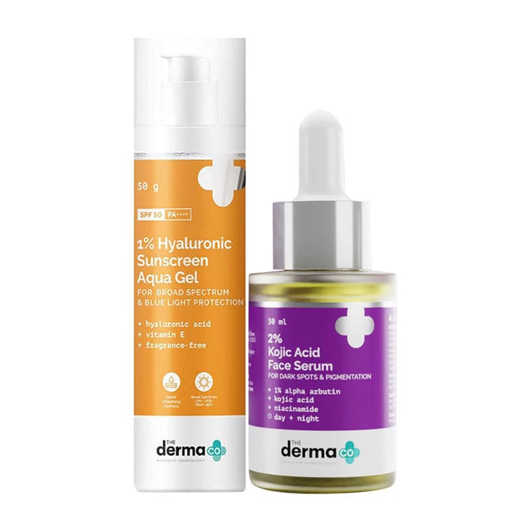 The Derma Co 1% Hyaluronic Sunscreen & 2% Kojic Serum Combo (50g + 30ml) 