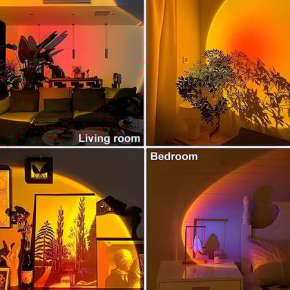 Sunset Lamp Projector | LED Sunset Projection Night Light with Remote | 16 Colors, RGB LED Romantic Visual Lamp for Bedroom, Living Room, Photography, Selfie & Home Decor (USB Rechargeable)