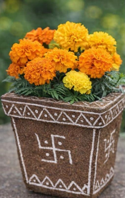 Decorative Square Coir Garden Planter Pot made up of cow dung 