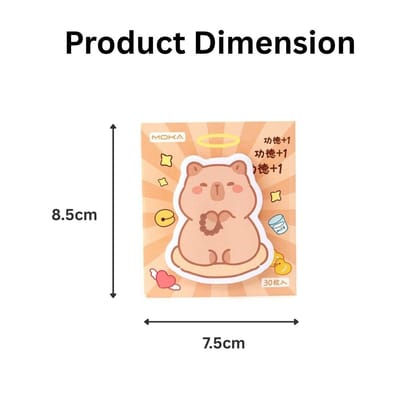 Cute Capybara Sticky Notes (30 Sheets) – Kawaii Animal Memo Pads, Die-Cut Cartoon Notepad for Journaling, Study Notes, Office & Gifts
