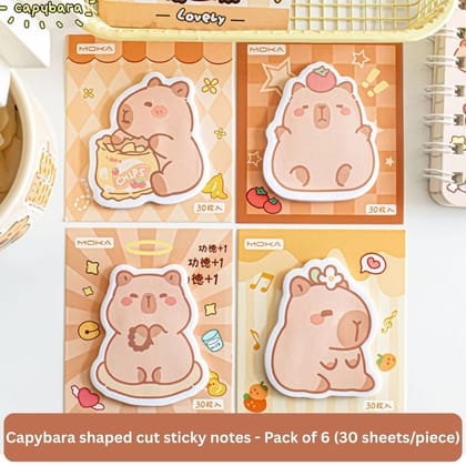 Cute Capybara Sticky Notes (30 Sheets) – Kawaii Animal Memo Pads, Die-Cut Cartoon Notepad for Journaling, Study Notes, Office & Gifts