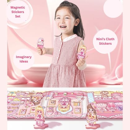 DIY Magnetic Dress-Up Princess Doll Book Toy for Girls (3+ Years) – Reusable Magnetic Sticker Play Set with Dolls, Scenes & Stand Pretend Play Kit