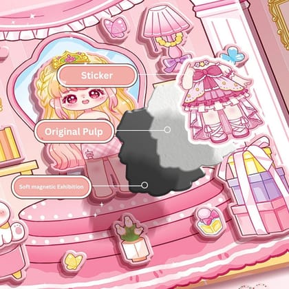 DIY Magnetic Dress-Up Princess Doll Book Toy for Girls (3+ Years) – Reusable Magnetic Sticker Play Set with Dolls, Scenes & Stand Pretend Play Kit