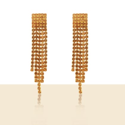 Gold Plated American Diamond Designer Stud Earrings for Women & Girls