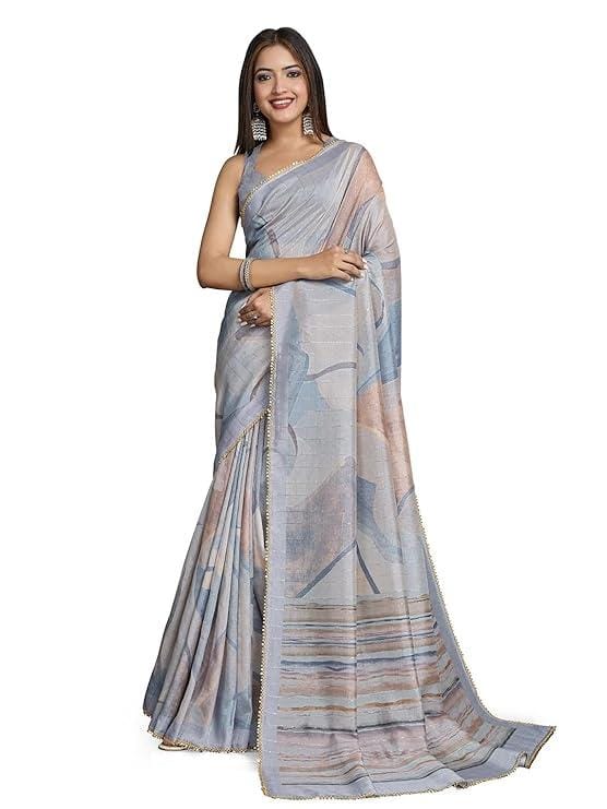 Cotton Silk Blend Saree with Silver Weaving Border