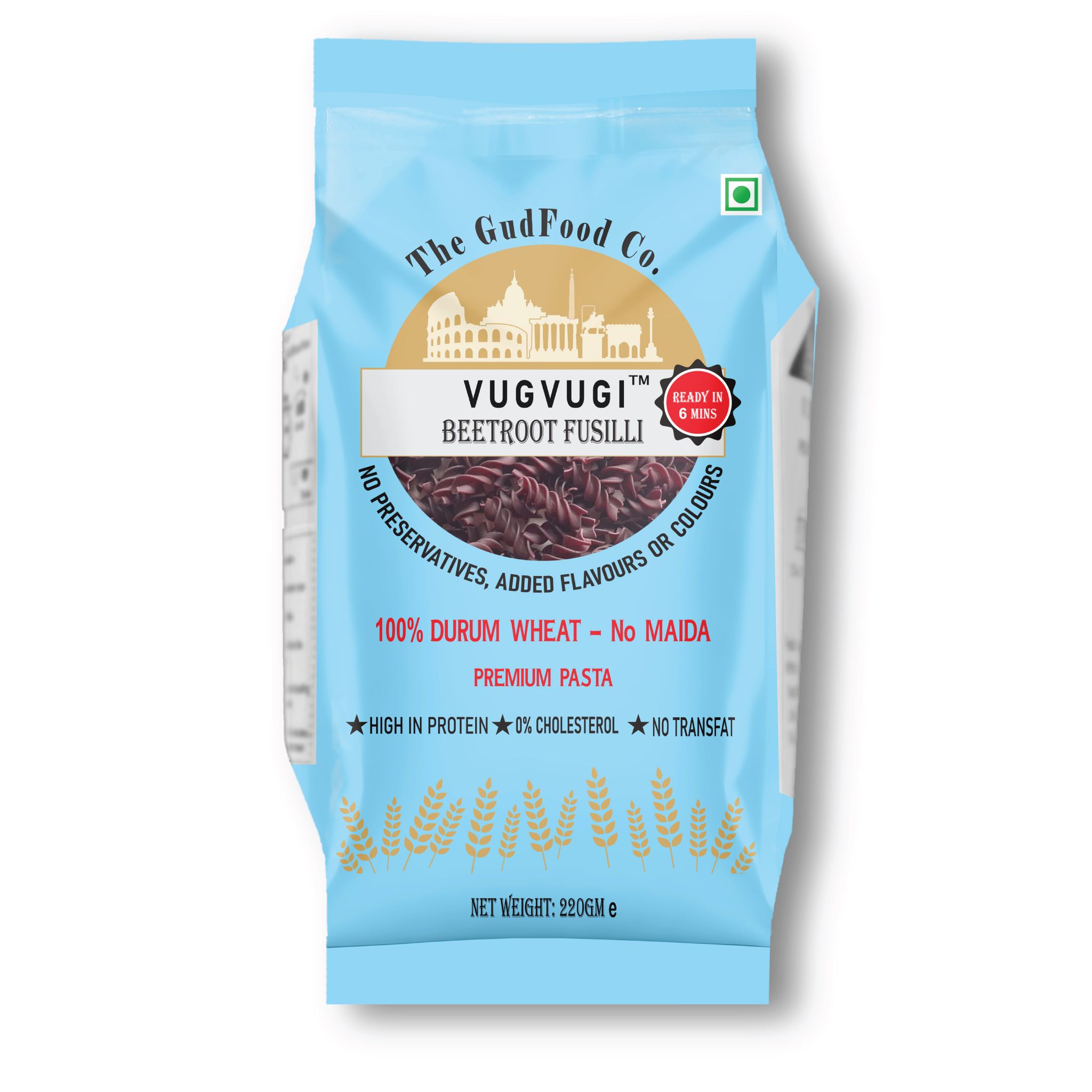 The GudFood Co VUGVUGI Beetroot Fusilli Pasta