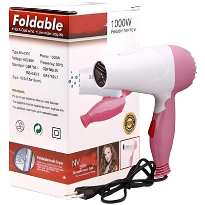 Original Series Professional Fordable Hair Dryer 1000W | Compact Travel Hair Dryer for Women & Men | Hot & Cold Air Settings | Lightweight Portable Design