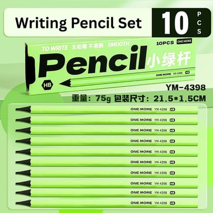 Green HB Pencils Pack of 10 – Hexagonal Grip, Break-Resistant Graphite Pencils for School, Homework, Exams & Everyday Writing