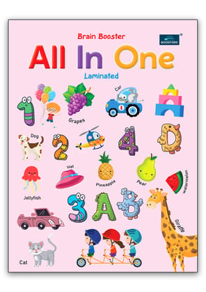 Brain Booster All-in-One Laminated Book Educational Early Learning Book for Kids | Alphabets, Numbers, Tables, and General Knowledge | Durable & Waterproof Learning Book