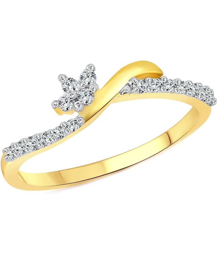 Vighnaharta Paisley Pattern Cz Gold And Rhodium Plated  Ring