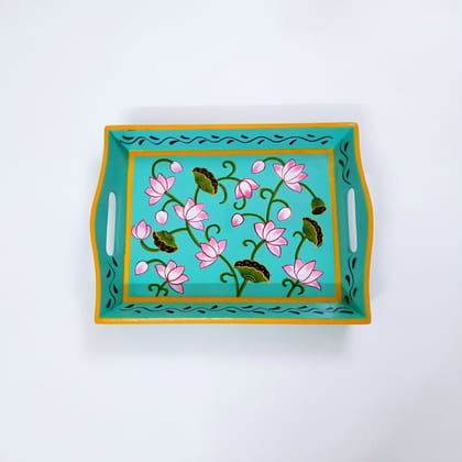 Hand painted pichwai art wooden pista color tray