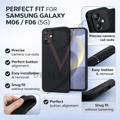 V3Deals Compatible with Samsung Galaxy M06 / F06 (5G) Silicone Mobile Cover | Camera Bump Protection & Inner Velvet Fabric Lining | Ultra Slim Matte Soft Rubberised Case Cover