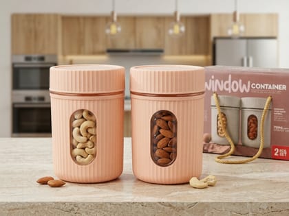 Premium 750ml Window Airtight Kitchen Storage Jars (Set of 2)
