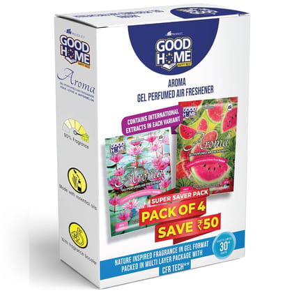 Good Home Aroma Gel Perfumed Air Freshener Bathroom Air Freshener 10gx4 | Internationally Loved Fragrances for Car |Lasts up to 30 days | Germ Protection for Bathroom, Toilet, Home & Office