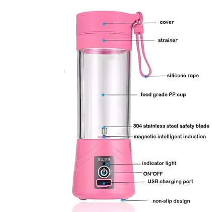 Portable Electric Juicer Blender 6 Blade – USB Rechargeable Mini Mixer Grinder for Smoothies, Shakes & Juice, Dual USB Charging, High-Speed Motor, Travel-Friendly Bottle Blender (Multi Color)