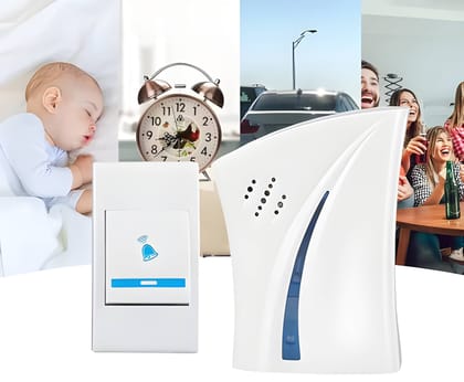 Wireless Doorbell with 32 Melodies – Cordless Remote Door Bell with LED Indicator, Long Range Calling Bell for Home, Office, Shop, Warehouse & Factory Use