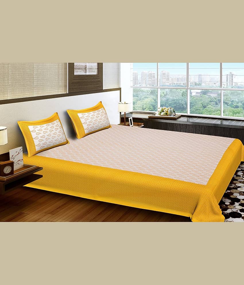 PETROSOLY Cotton 1 Double Queen Bedsheet with 2 Pillow Covers ( Multicolor )