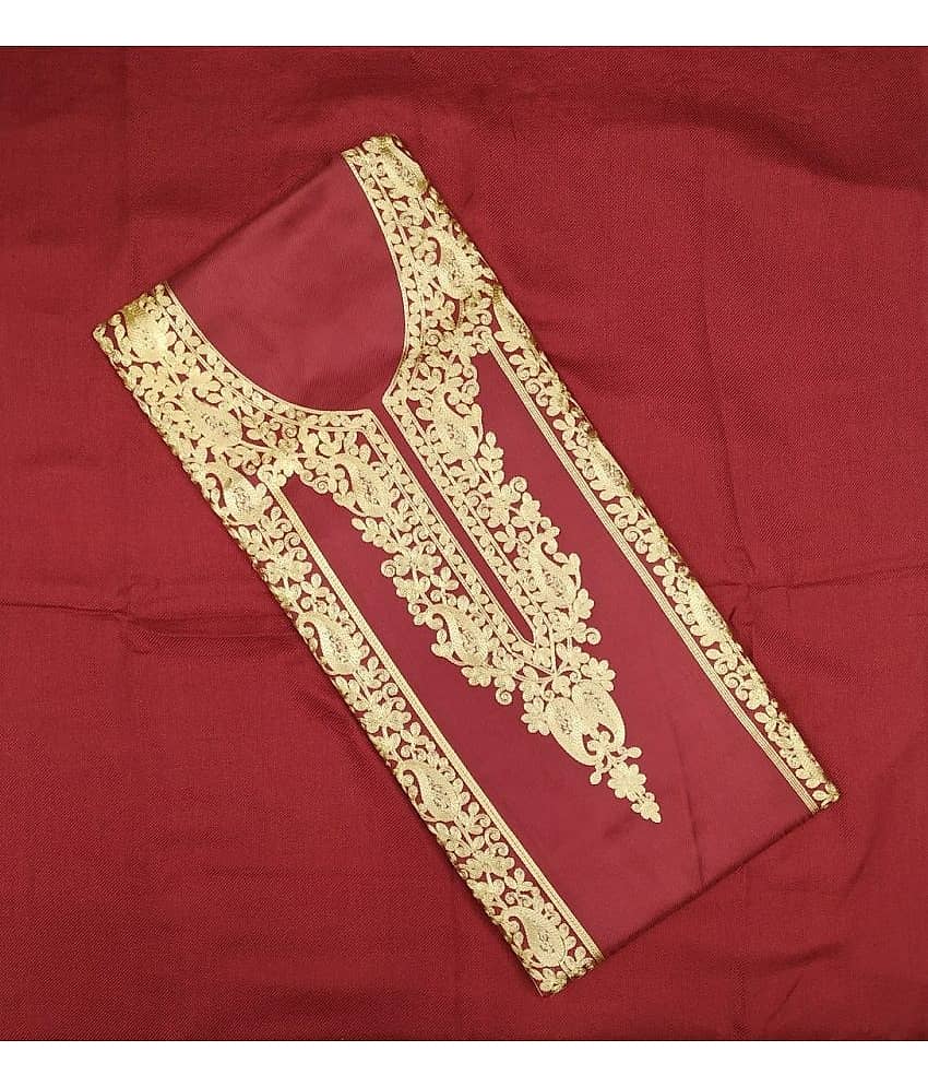 Soul Essence - Unstitched Maroon Woollen Dress Material ( Pack of 1 )