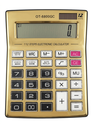 Luxury Gold Edition Desktop Calculator - 12 Digit Display with 112-Step Check & Correct Function