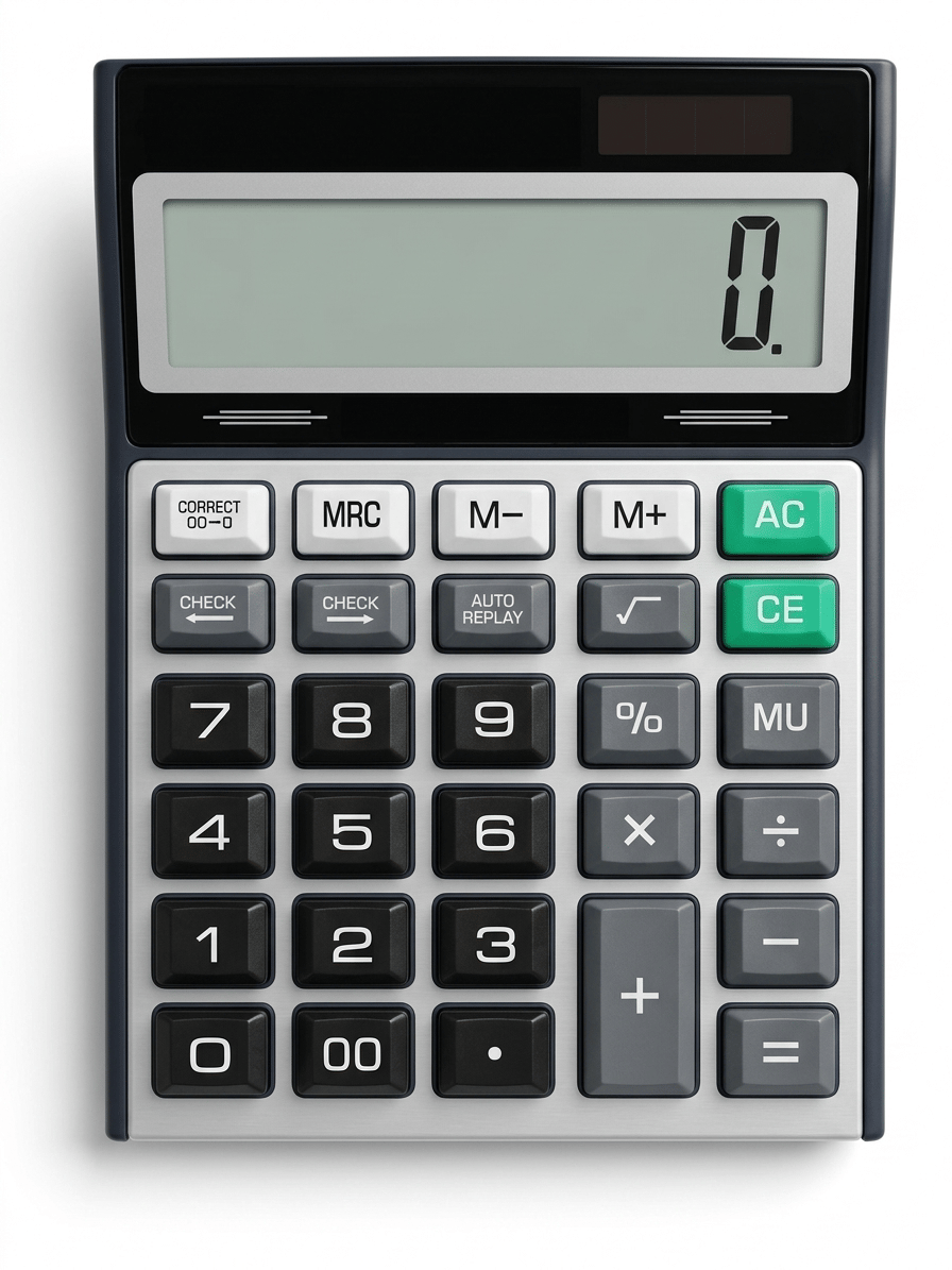 Professional 12-Digit Desktop Business Calculator with 120-Step Check & Correct Function - Dual Power Silver Edition