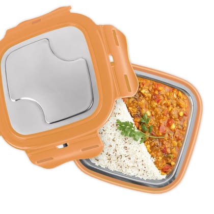 MILTON Robust 300 Stainless Steel Tiffin Box with 4 Side Lock Lid, 302 ml | Food Grade | Air Tight | Easy to Carry | Leak Proof