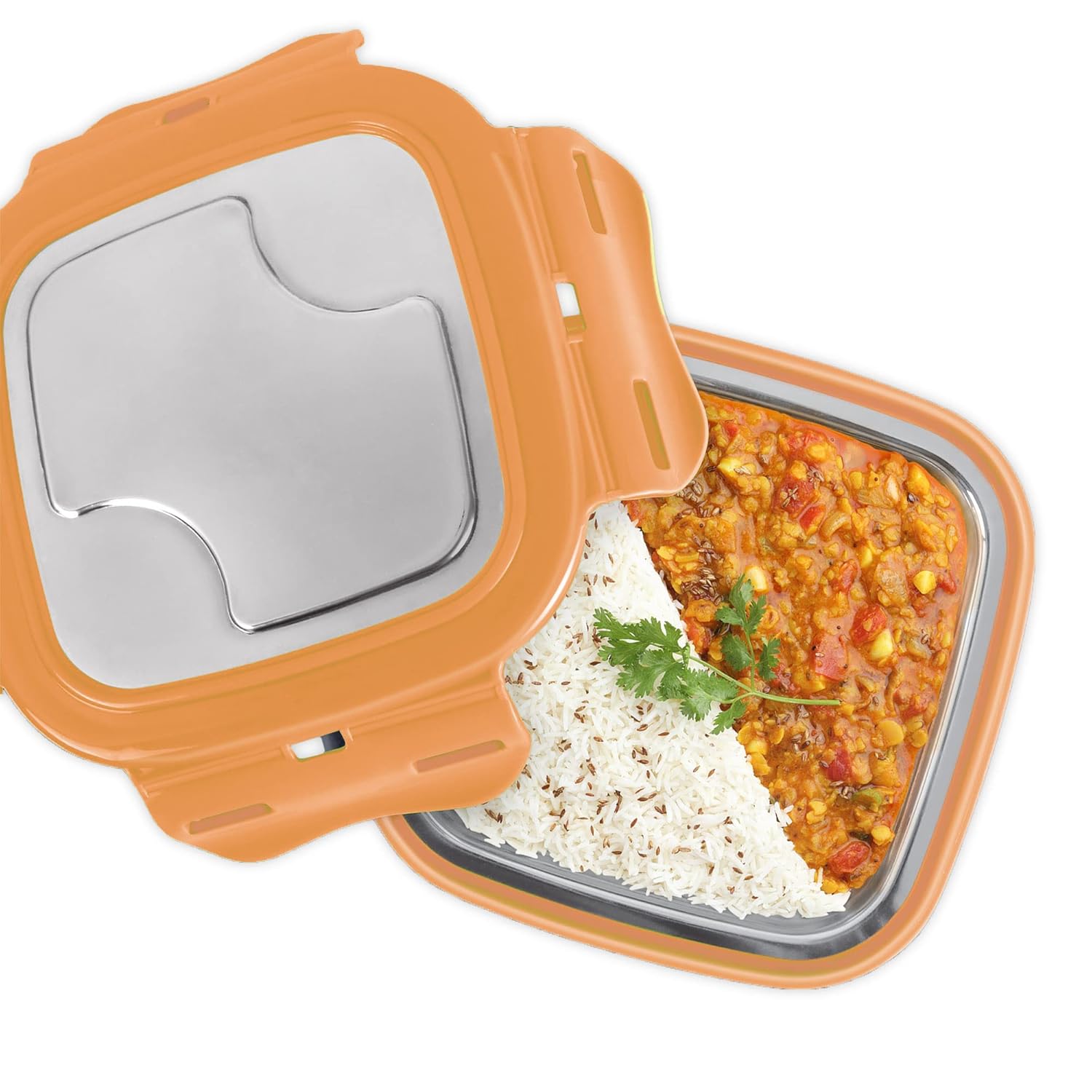 MILTON Robust 300 Stainless Steel Tiffin Box with 4 Side Lock Lid, 302 ml | Food Grade | Air Tight | Easy to Carry | Leak Proof