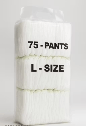 Baby Diaper Pants Large Size (L) – Pack of 75 | 9–14 kg | Soft Breathable Material | Leak-Proof & Comfortable Fit