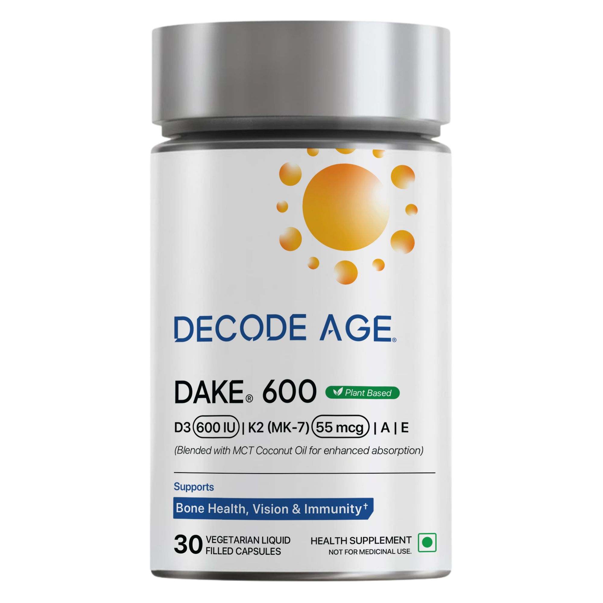 DAKE 600 IU Multivitamin | Vitamin D3, K2 (MK-7), A & E