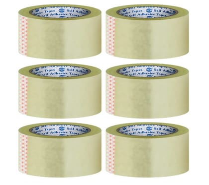 ApexSelf Adhesive Transparent Cello Tape - 65 Meters in Length - 48mm / 2" Width - 6 Rolls Per Pack - BOPP Industrial Packaging Tape for E-Commerce Box Packing, Office and Home use