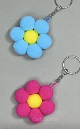 Soft Plush Flower Keychain Set