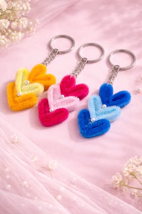 “Fluffy Heart Charm Keychain”