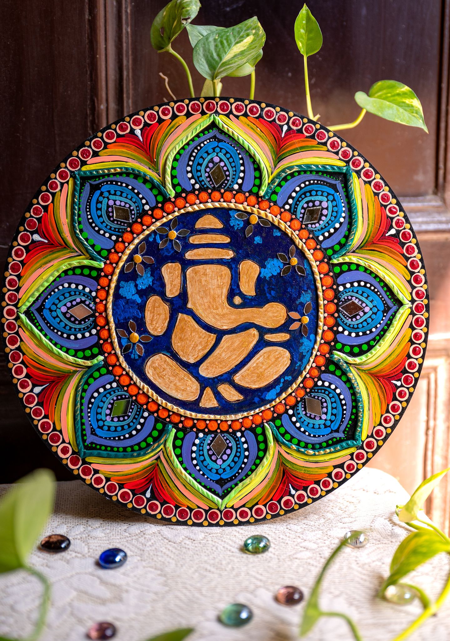 Ganpati Indradhanush Mandala Wall Hanging 12 inch