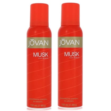 Jovan Musk Body Spray for Women, 150ml Set of 2