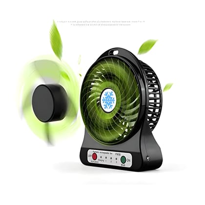 Rechargeable Portable Mini USB Fan with LED Emergency Light | Battery Operated Handheld & Desk Fan | 3 Speed Multi-Function Cooling Fan for Kids, Home & Travel
