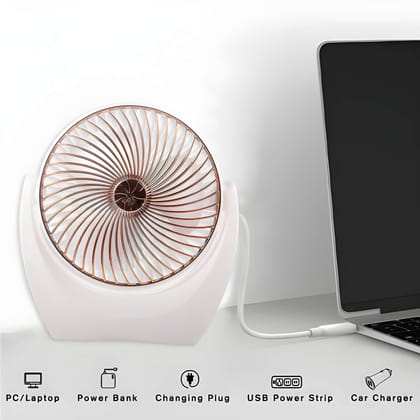 USB Desk Fan Portable Table Fan | Strong Airflow & Quiet Operation | Adjustable Speed Rotatable Head Cooling Fan for Home, Office, Bedroom & Travel