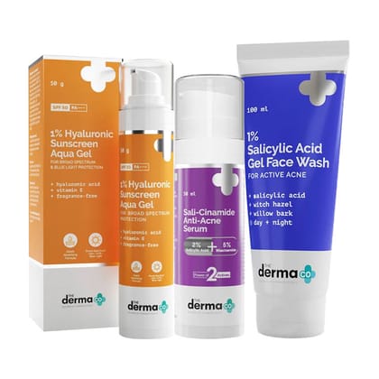 The Derma Co Skin Care Kit For Active Acne (3 pcs) (50g + 30ml + 100ml) Pack of 3