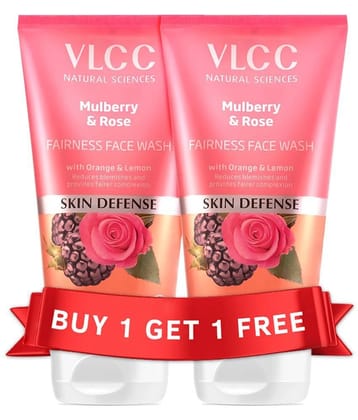 VLCC Mulberry & Rose Fairness Face wash  Buy One Get One (150 ml X 2)