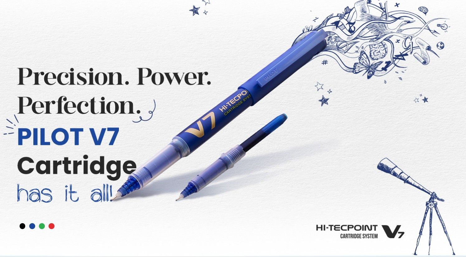 Pilot V7 Hi-tecpoint Pen , pack of 6 piece