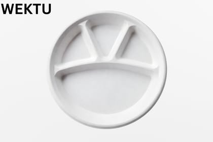 WEKTU Premium 11-Inch Eco-Friendly Sugarcane Bagasse 4-Compartment Disposable Plates (Pack of 25)