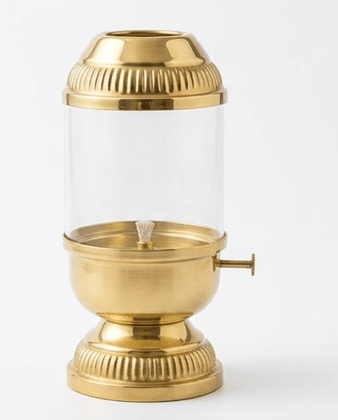 Brass Akhand Diya with Glass Chimney | Naad Diya for Pooja & Home Decor 