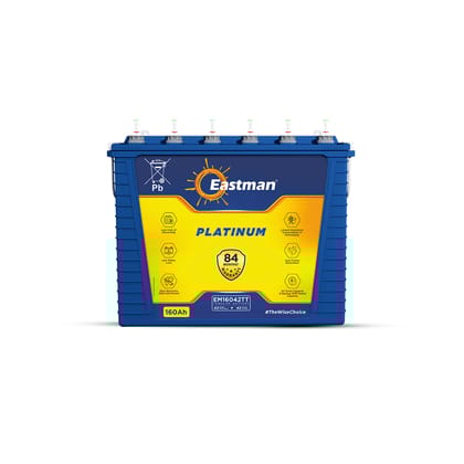 Eastman EM16042TT 160Ah Tall Tubular Inverter Battery | Built-in Water Level Indicator | 84-Month Warranty | Compatible with 700VA–2000VA Inverters
