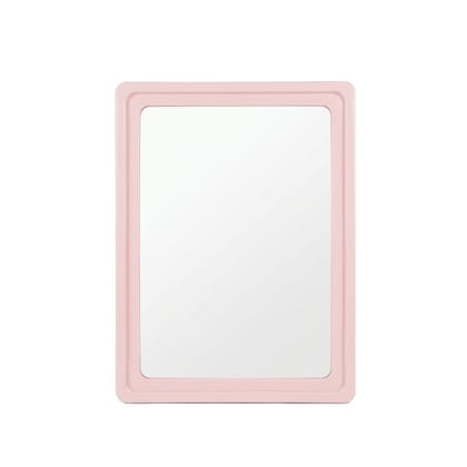 Premium Rectangle Wall Mirror with Durable Pink Frame | Stylish Bathroom & Dressing Room Mirror | 25 x 32.5 cm Frame Size | Lightweight & Easy to Hang | High-Definition Reflection