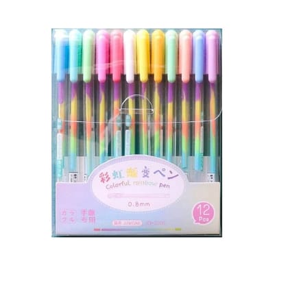 KTRS ENTERPRISE Coloring Fluorescent/Glitter Pens for Writing - Rainbow Colour Pen Set Of 12 Pcs Suitable for Sketching Painting with fragrance