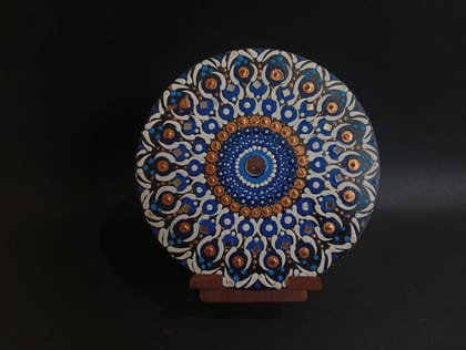 Hand-Painted Mandala Dot Art Wall Decor with Mirror Accents