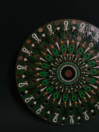 Hand-Painted Decorative Mandala Wooden Wall Art with Mirror Accents