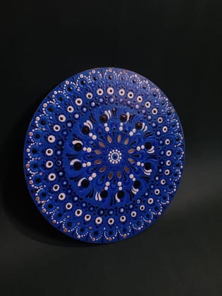 Hand-Painted Blue Mandala Wall Decor Plate