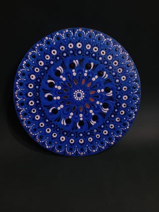 Hand-Painted Blue Mandala Wall Decor Plate