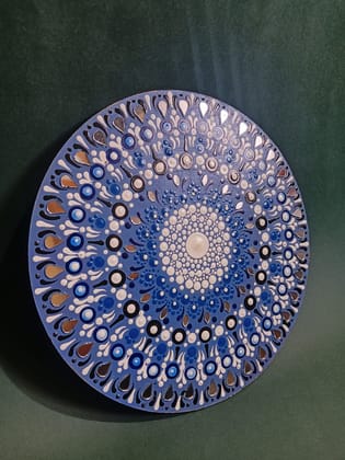 Hand-Painted Decorative Blue Mandala Wall Art Plate