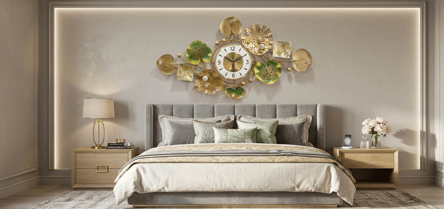 Contemporary Round Wall Clock with Metal Art Design | Stylish Home Décor Model