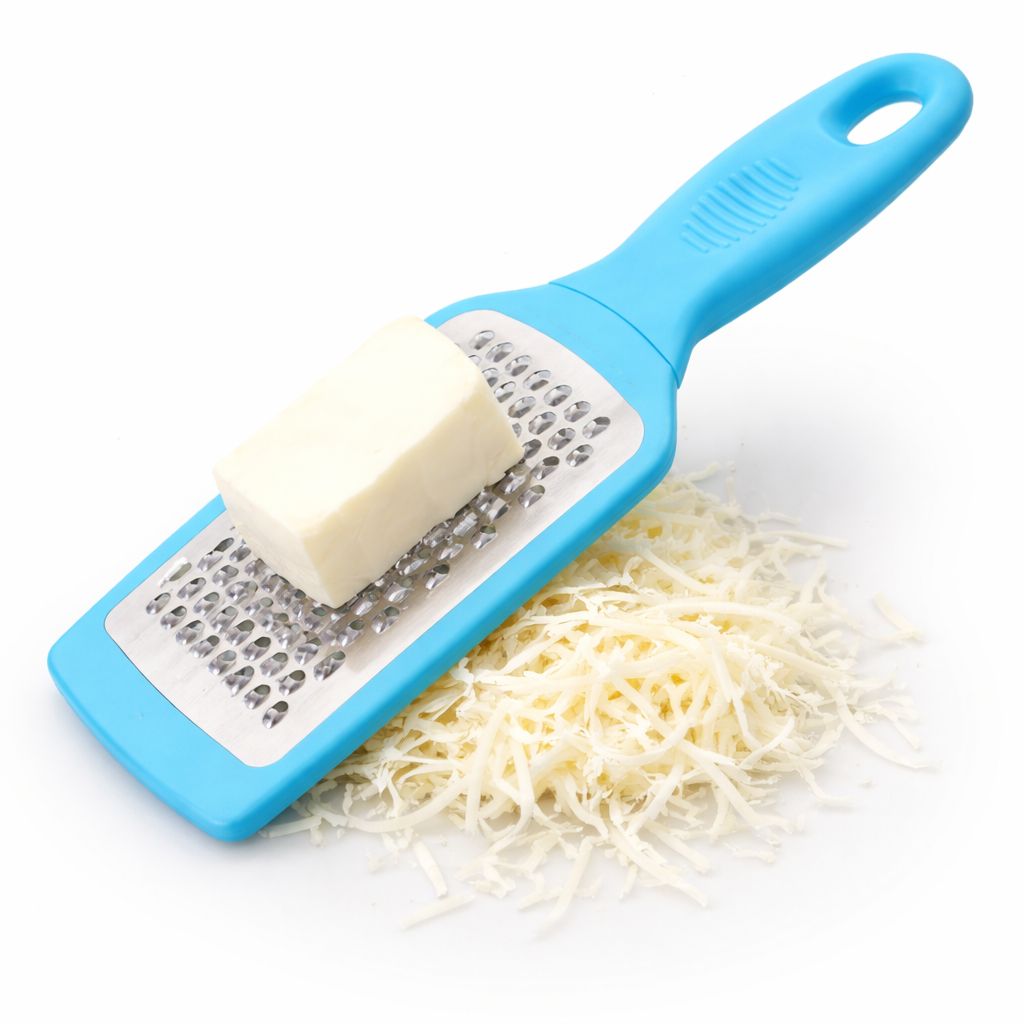 Stainless Steel Cheese Grater for Kitchen 24cm | Vegetable Carrot Ginger Grater with Plastic & Steel Protective Cover | Dishwasher Safe Flat Grater | Tower Grater